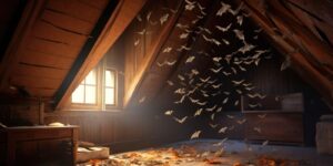 bat droppings scattered on attic floor